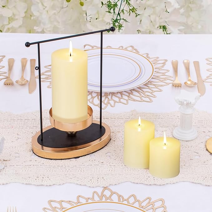 KONNI Ivory Pillar Candles Set of 3, 3"x 6" Unscented Pillar Candles Bulk, 56 Hours Long Burning Candles, Smokeless&Dripless Large Round Candle for Wedding, Home Decoration, Parties, Spas, Dinner