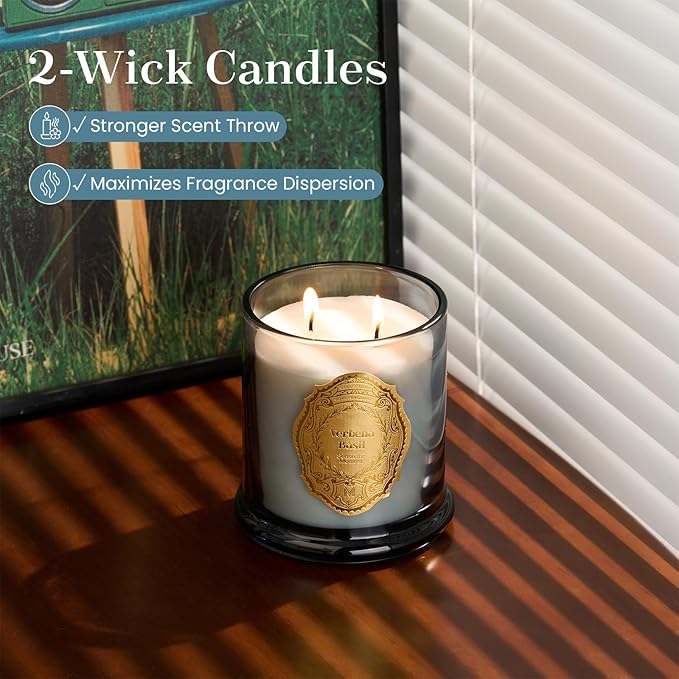 M&SENSE Verbena Basil Candles for Home Scented, 2 Wick 12.7oz Soy Wax Candles Non Toxic,70 Hours Long Burning,Luxury Candles Gift for Stress Relief, Meditation, Yoga
