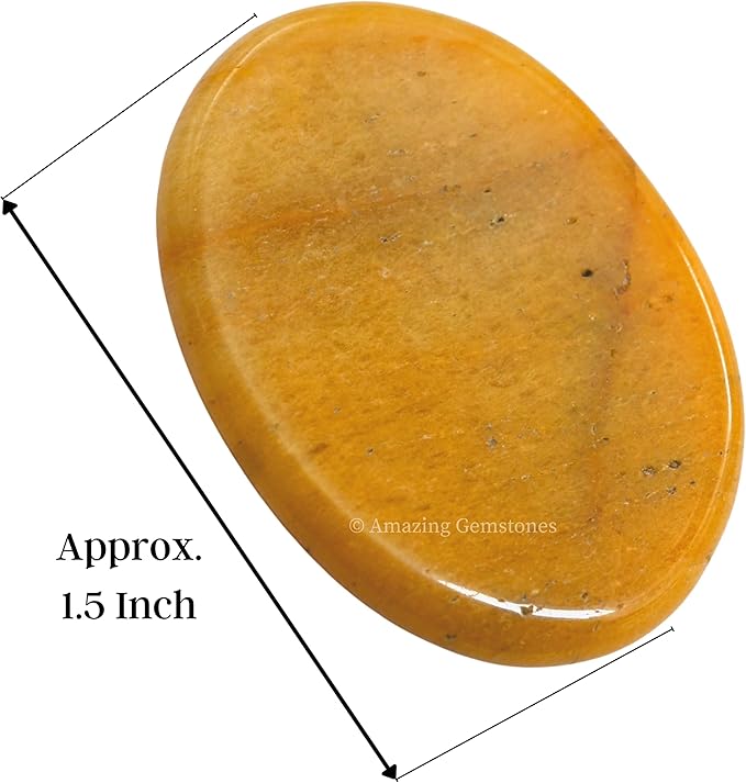 Amazing Gemstone Yellow Jasper Worry Stone Crystals and Healing Stones - Worry Stones for Stress Relief Gifts - Piedra Crystal Fidget for Meditation - Unique Stocking Stuffers and Birthday Gifts