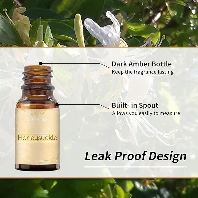 BURIBURI Honeysuckle and Gardenia Essential Oil Set, 100% Pure, Undiluted, Natural Essential Oils Gift Set for Diffuser, Massage