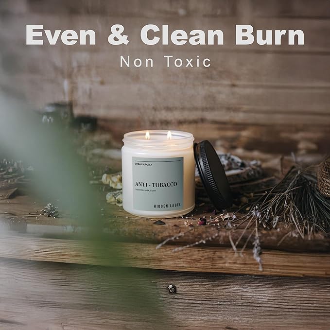 Hidden Label Anti Tobacco Fall Candls, 12oz 2 Wick Non Toxic Candles for Home Scented, Natural Soy Wax Clean Burning Aromatherapy Candle, 70H Long Lasting for Stress Relief & Relaxation Gifts