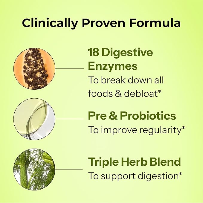 HUM Flatter Me Digestive Enzymes Plus Prebiotics & Probiotics, Digestive Health Bloating Supplement for Women & Men, Fast Acting Anti Bloat Pills Multi Enzyme for Debloating, Vegan, 60 Capsules