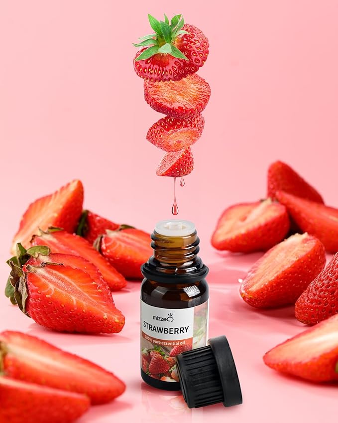 MIZZEO Fruity Essential Oil Set, Premium Pure & Natural Aromatherapy Essential Oils for Diffuser for Home, 3 * 10 ML Diffuser Oil Gift Set- Cherry,Strawberry,Coconut