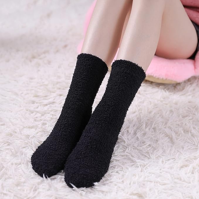LINEMIN Womens Fuzzy Socks Cozy Fluffy Winter Warm Slipper Socks Microfiber Soft Home Sleeping Socks