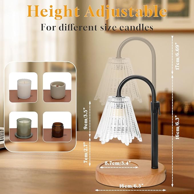 Candle Warmer Lamp with Timer, Dimmable Candle Lamp Warmer Height Adjustable, House Warming Gifts New Home Decor, Gifts for Mom Birthday Gifts for Women, Wax Warmer for Jar Candles