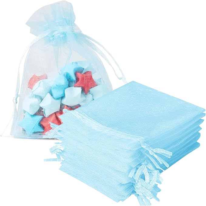 100 Pcs Organza Gift Bags Blue Small Jewelry Pouches Wedding Jewelry Bag 2x3 Inch Favour bags Lavender Bag for Wedding Birthday Party Christmas Candy Mesh Bags