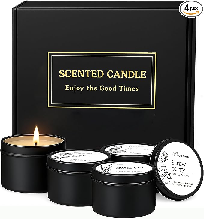 Scented Candles Gift Set for Women – Clean Floral Soy Wax Candles with Lavender, Rose, Coconut & Strawberry – Relaxing Aromatherapy Candles for Home Décor, Birthday & Holiday Gifts