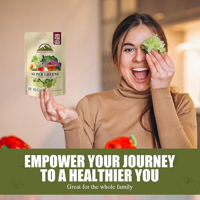 Himalayan Chef Superfood Veggie Crisp 30g each Freeze-Dried Super Greens Snack 30+ Organic Green Veggie Mix Protein-Rich, Nutrient-Packed, Gluten-Free
