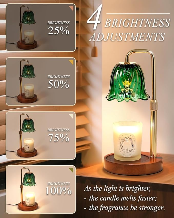 Flower Candle Warmer Lamp with Timer Dimmable, Candle Warming Lamp Height Adjustable, Gifts for Women, Candle Warmer Light for Jar Candles, Stylish Decorations