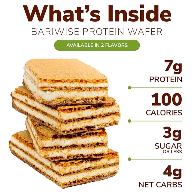 BariWise Protein Wafer Bar, Vanilla, Low Sugar, Low Calorie, Low Carb Keto Friendly Snack (8ct)