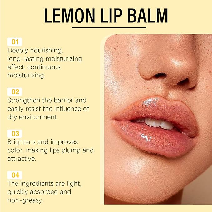 Lemon Lip Balm,Vitamin C Lip Moisturizing Balm for Dark Lips—Prevents Dry,Reduces Lip Lines,Organic Turmeric Lip Balm—Lip Exfoliator Scrub for Lip Softening & Hydration (2Pcs)