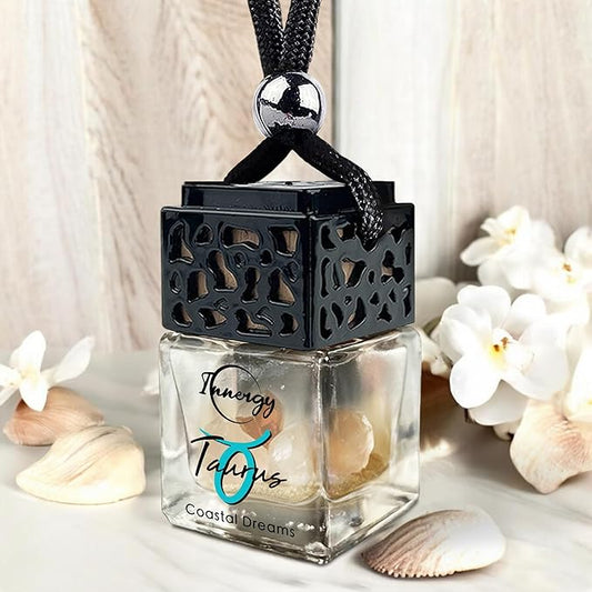 Innergy Taurus Zodiac Crystal Infused Car Air Freshener - Portable 8 ml. Hanging Essential Oil Diffuser for Vehicle, Long-Lasting Fragrance, Eco-Friendly Design, Freshness On The Go!