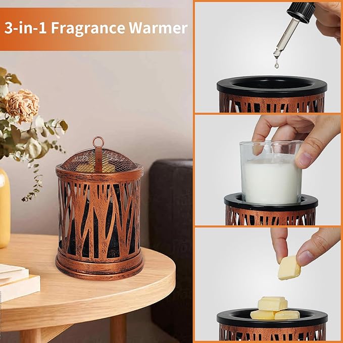 LIFFY Wax Melt Candle Warmer - Electric Melter with Lamp & Timer, Fragrance Warmer, Oil Burner, Aromatherapy Essential for Home & Office, Melt Warmer for Scented Wax Gift & Decor (Copper)