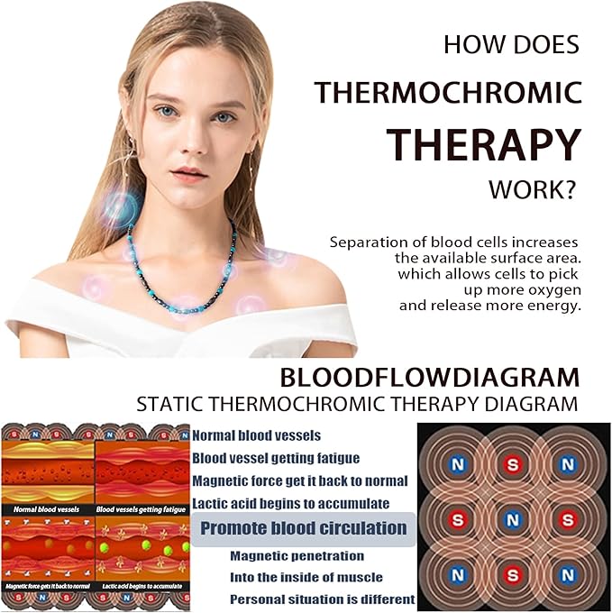 Hion Magnetic Therapy Necklace Hematite Black Obsidian Rose Quartz Magnetic Necklace