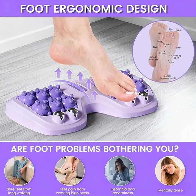 Foot Massager Roller for Plantar Fasciitis Relief, Dual Foot Acupressure Therapy for Pain Relief, Stress Relief and Improved Circulation, Portable Reflexology Tool for Home and Office Use (Orange)