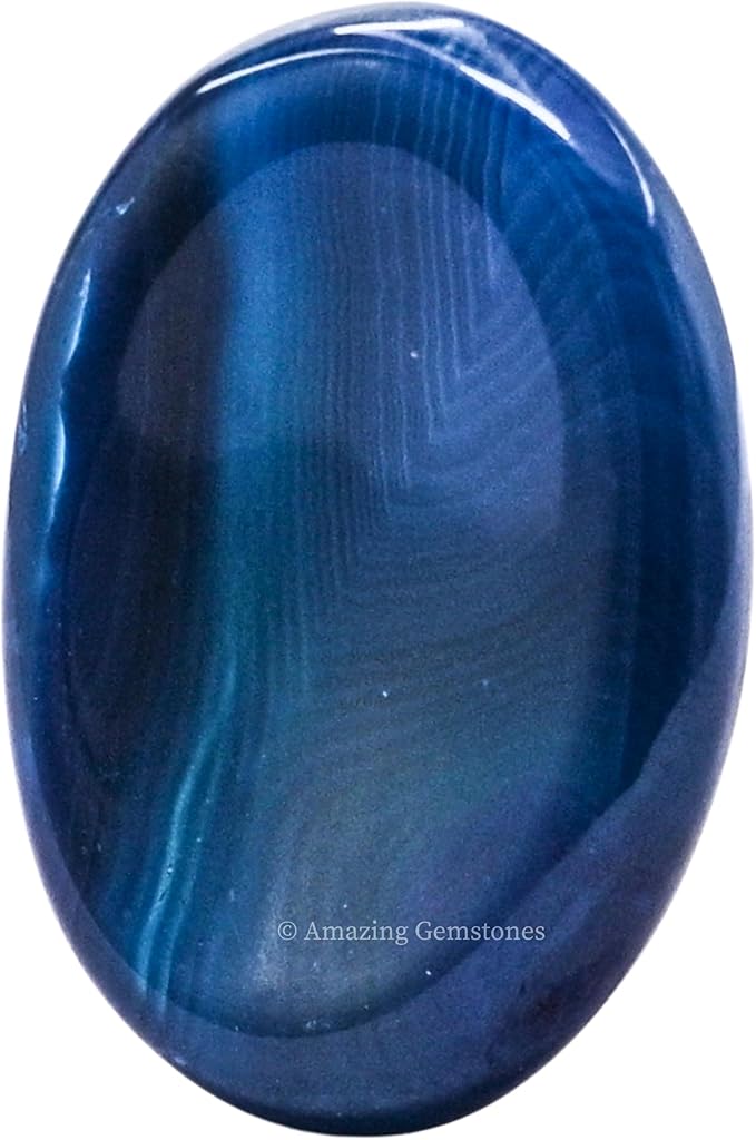Amazing Gemstone Alma Blue Agate Worry Stone, Healing Crystals - Piedra Crystal Fidget for Gift, Meditation, Calming, Relaxation, Stress Relief