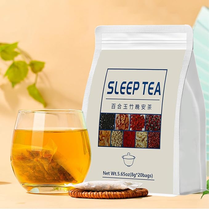Sleep Herbal Tea - Night Time Tea for Bedtime - 20 Tea Bags with Mulberry, Red Date, Gardenia, Red Rose, Jade Bamboo, Lotus Seed, Goji Berry, Lily, Semen Ziziphi - Natural Night Sleeping Tea