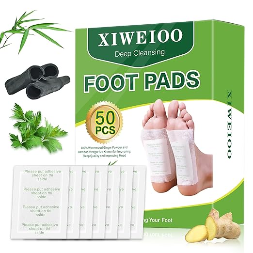 50 Pack Foot Pads, Ginger Oil Bamboo Charcoal, Foot CareFoot Patch Message Deep Cleansing for Stress Relief, Better Rest, Feet Health Patches, Relaxing Muscles Foot Care