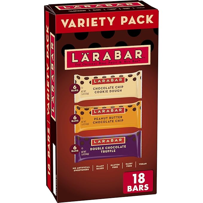 Larabar Chocolate Variety Pack, Fruit and Nut Bars, Gluten Free and Vegan, 28.8 oz, 18 Ct