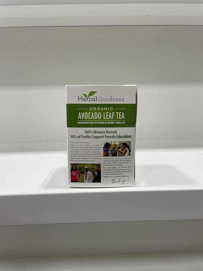 Avocado Leaf Tea - Organic Avocado Green Tea Bags Rich in Calcium, Nutrient Dense, Respiratory & Heart Support - 24/2g Tea Bags - Herbal Goodness