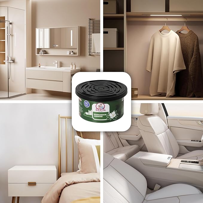 IKEDA Car Air Freshener & Car Odor Eliminator for Auto or Home,Office, 60 Days Long Lasting Scent Cans Freshener, 1.5 Oz Each, 4 Cans, Jasmine