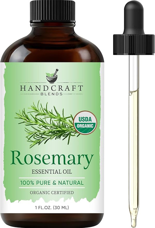 Handcraft Blends Organic Rosemary Essential Oil – 1 Fl Oz – 100% Pure and Natural – Premium Grade Essential Oil for Diffuser and Aromatherapy