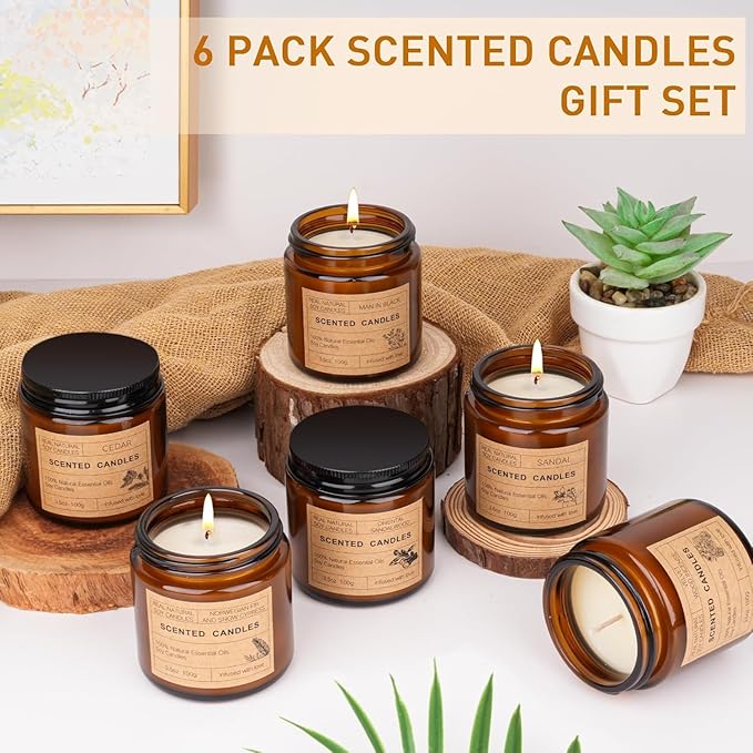 6 Pack Scented Candles Set | Candles for Home Scented, Candles Gifts Set for Women Men, Long Lasting Soy Wax Candle, Aromatherapy Candles Gift for Birthday Thanksgiving Christmas Day