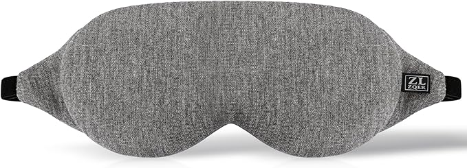 Cotton Sleep Mask for Side Sleepers Men & Women, Cool Touche Eye Mask with Memory Foam Nose Padding, Ultra Soft Blockout Eye Shade Cover,Sleep Mask for Sleeping, Travel, Nap (Gray)