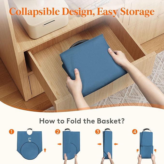 Lifewit 120L 2-Pack Large Laundry Basket, Collapsible Laundry Hamper with Aluminum Handles, Waterproof Freestanding Dirty Clothes Hampers for Laundry Room Bedroom Dorm Bathroom, Blue