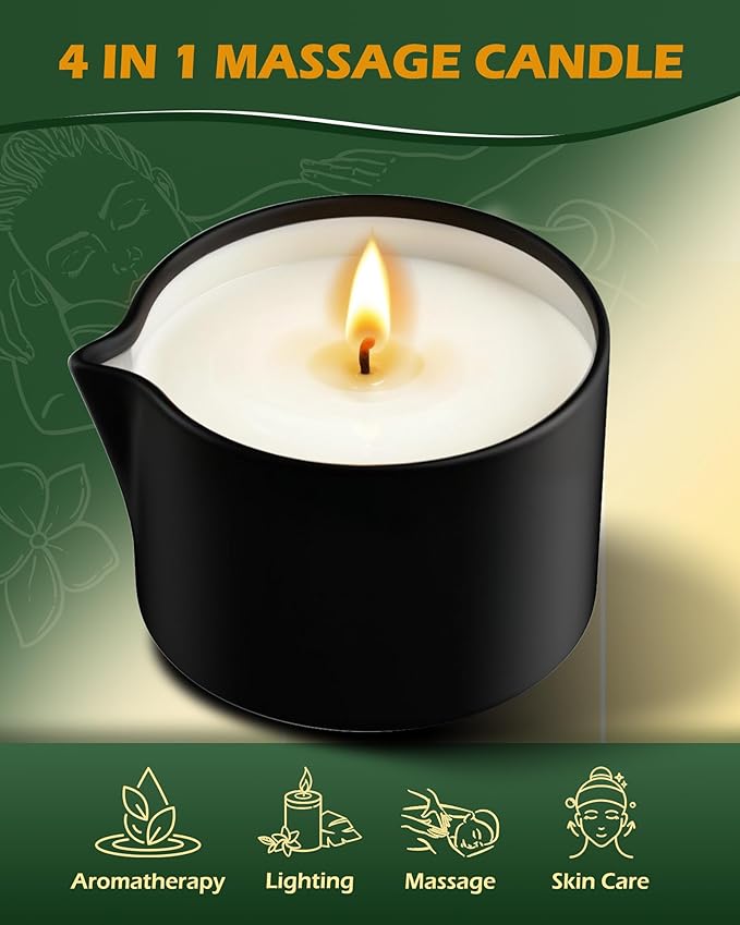 Soybean Wax Warming Massage Oil Candle for Stress Relief and Skin Moisturizing, Couples Massage, Romantic Gift SPA for Home Scented Candle Body Oil - Caramel Whisky Scent 2.35 OZ