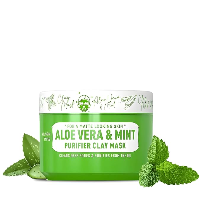 Immortal NYC Aloe Vera & Mint Purifier Clay Mask – Face Mask for Matte Look Skin, Oil Control, Deep Cleansing & Refreshing Skincare. Great Gifts For Women & Men – 10 oz