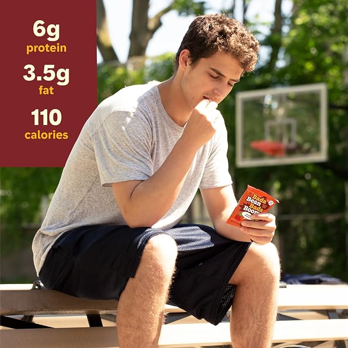 Enlightened Bada Bean Bada Boom - Plant-Based Protein, Gluten Free, Vegan, Crunchy Roasted Broad (Fava) Bean Snacks, 100 Calories per Serving, Saucy Box, 1 Oz (Pack of 24)