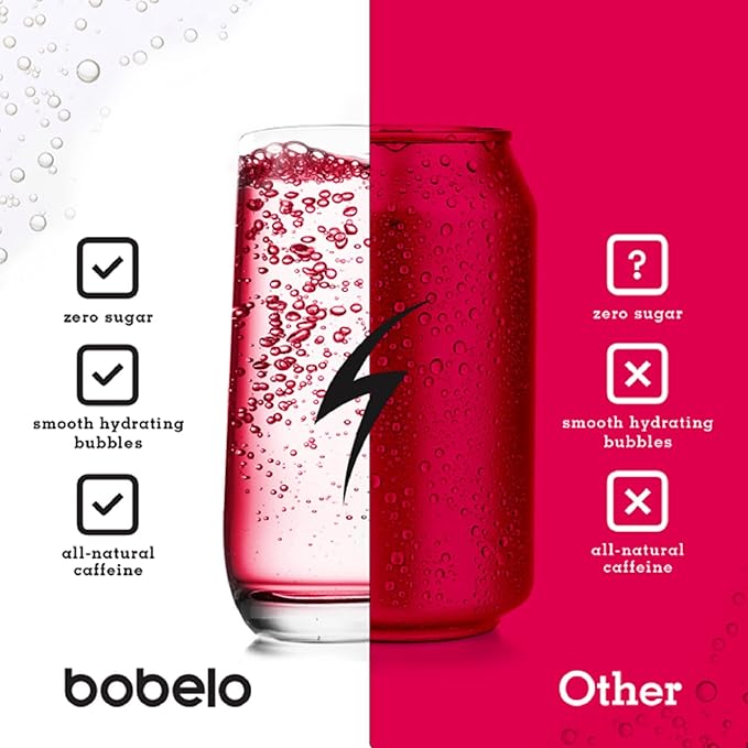 Bobelo Black Cherry Cream Energy Drink Powder, Sugar Free, Electrolytes with Guarana Caffeine, 15 Count
