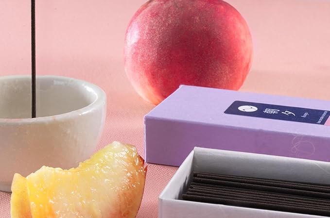 Asayu Japan Incense Sticks with Low Smoke for Morning or Evening Meditation, Relax or Yoga, Made in Japan 40gr - White Peach-Scent