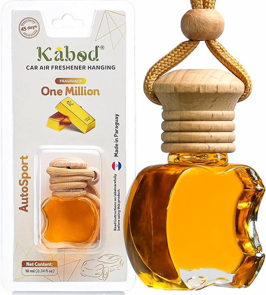 Kabod One Million Car Air Freshener for Men | Hanging Essential Oil Diffuser | Strong Scent | 10 ml | Lasts Up to 45 Days | Natural Odor Eliminator