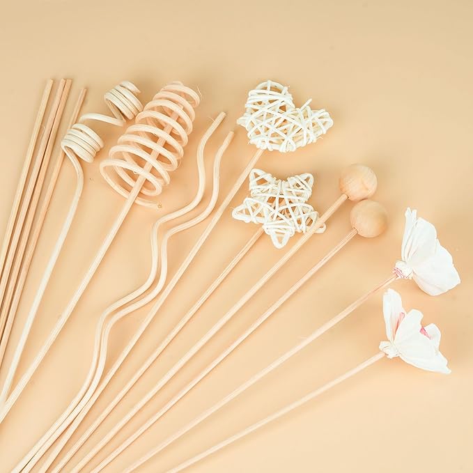 20pc Rattan Flower Oil Diffuser Set, Refill Rattan Sticks for Office & Home Decor