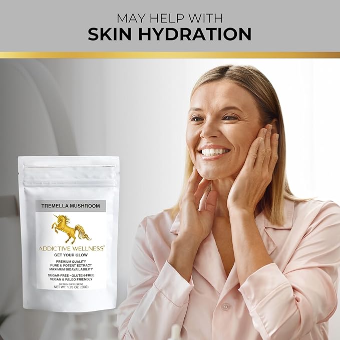 Addictive Wellness Tremella Mushroom Extract Powder Wood Grown Pure & Potent (50 Grams)