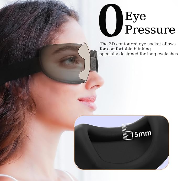 3D Sleep Mask for Women Men,Sleep Mask for Nasal Pillow Cpap Users Adjustable 100% Light Blocking,Eye Mask for Dry Eyes,Blind Fold for Side Sleeper Travel