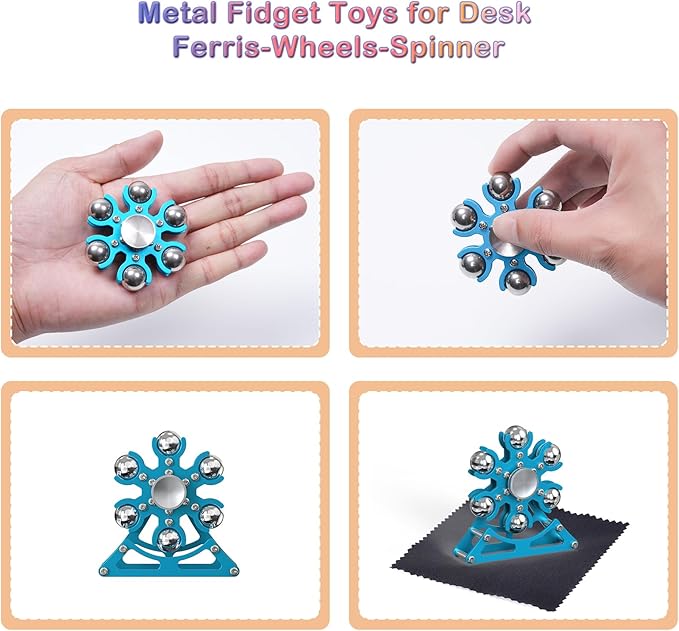 Desk-Fidget-Toys for Ferris-Wheels-Spinner: 4mins Kinetic-Metal-Spinner, Cool-Gadgets-Stuff for Kid Children Teen Adult EDC-Toy, ADHD Tools Stress Relief for Office Home School Men Woman Christmas