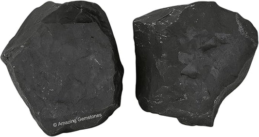 Amazing Gemstone 2 Pieces Shungite Raw Crystals and Healing Stones, Natural Rocks for Tumbling and DIY Raw Stones and Crystals