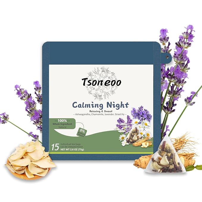 Sleeping Tea for Bedtime Extra Strength with Ashwagandha & Chamomile Lavender, Caffeine-Free Bedtime Time Tea, Calming Herbal Tea for Sleeping, Sleeping tea (1pc)