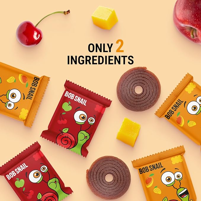 Bob Snail Exotic Mix Fruit Roll Ups – Healthy Sweets, Real Dried Fruits Snacks, No Added Sugar, Vegan, Nut Free, Candy for Adults and Kids – Flavour 50 pcs, 500g (Sour Cherry & Mango)