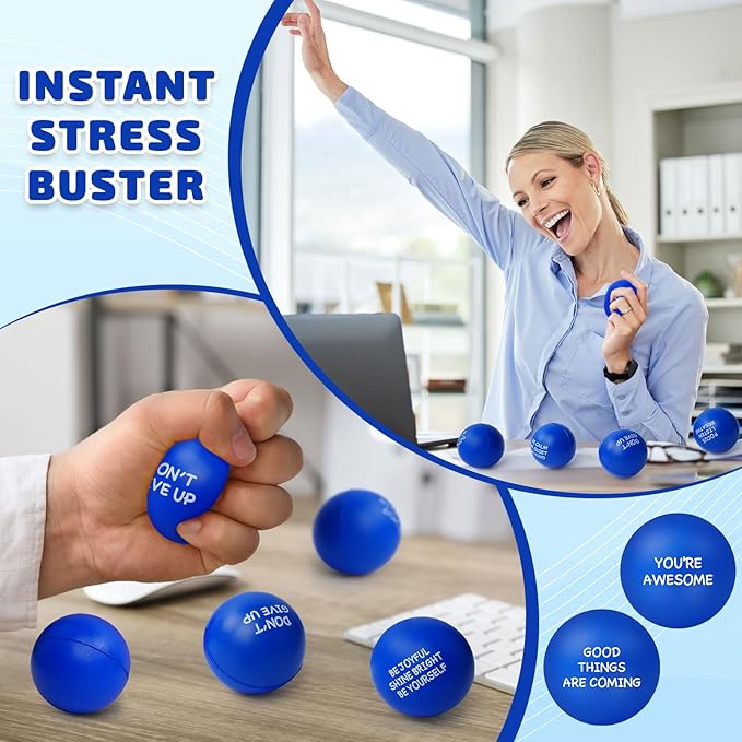 54PCS Motivational Stress Balls for Adults and Kids - Stress Balls Bulk Soft Sponge Squeeze Toys with Inspirational Quotes | Office Classroom Stress Relief Gifts | Anxiety Relief Fidget Toys