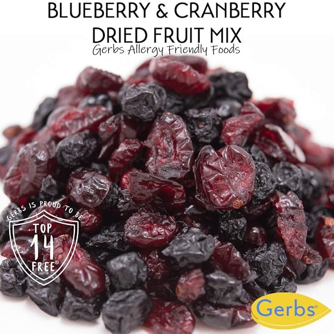 GERBS Blueberry & Cranberry Dried Fruit Snack Mix 2 LBS. Premium Grade | Top 14 Food Allergy Free | Resealable Bulk Bag | Made in USA | Packed with Antioxidants | Gluten Peanut Tree Nut Free