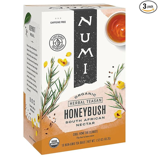 Numi Organic Honeybush Tea, 54 Herbal Tea Bags, Caffeine Free South African Nectar