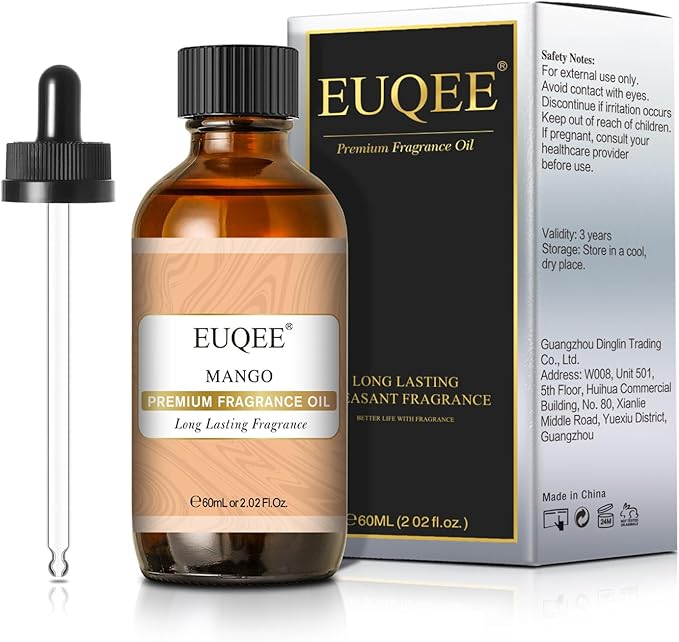 EUQEE Mango Fragrance Oils, 60ml Premium Scents Essential Oils with Glass Dropper for Soap & Candle Making, DIY Bath Bombs, Diffusers (2.02 Fl oz)