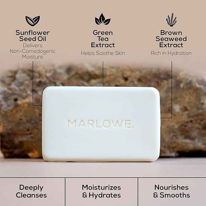 MARLOWE. No. 105 Bar Soap for Men 7 oz (12 Bars) Moisturizing Body Soap, Nourishing & Refreshing with Natural Extracts, Shea Butter, Olive Oil & Green Tea Extracts, Original Sage & Fir Scent