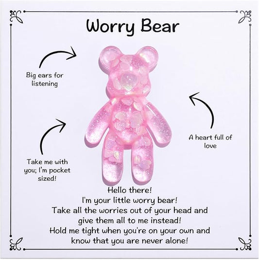 Pocket Bear Hug - Anxiety & Stress Relief Gift, Autism Fidget Toy, Comforting Back to School Gift for Son or Daughter - Pink