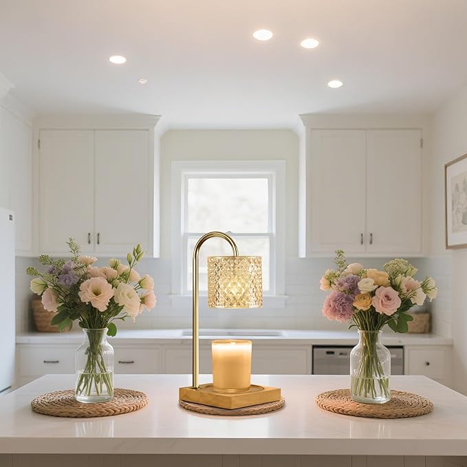 2 Pack Candle Warmer Lamp with Timer & Dimmer, Perfect Housewarming & Birthday Gifts for Women and Mom, Stylish Home Decor for Scented Wax & Jar Candles, Elegant Amber Glass Design