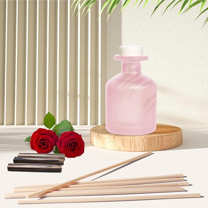 Reed Diffuser - Ebony Rose 3.38oz (100ml) 1 Pack Essential Oil Reed Diffuser Set with 8 Sticks, Long Lasting Fragrance for Home, Bathroom, Bedroom, Room, Decor